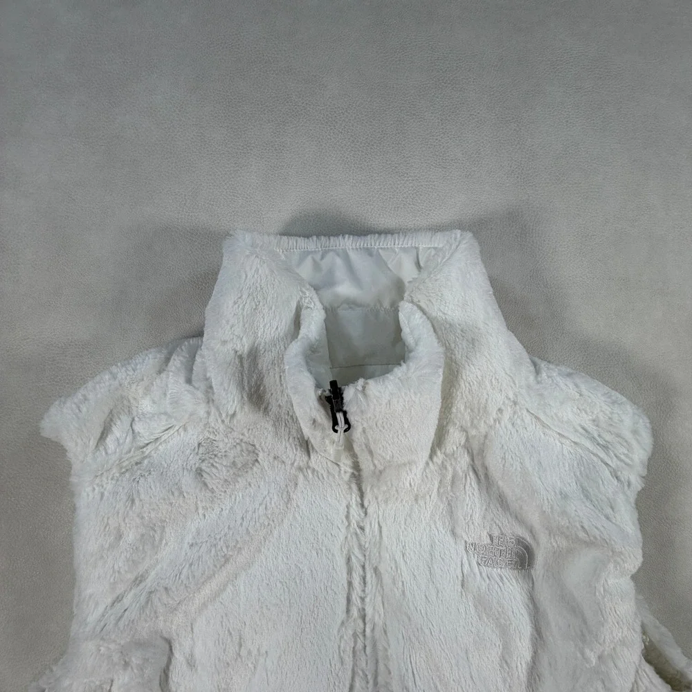 The North Face Womens Large Mossbud Swirl Reversible Vest White Quilted Fleece